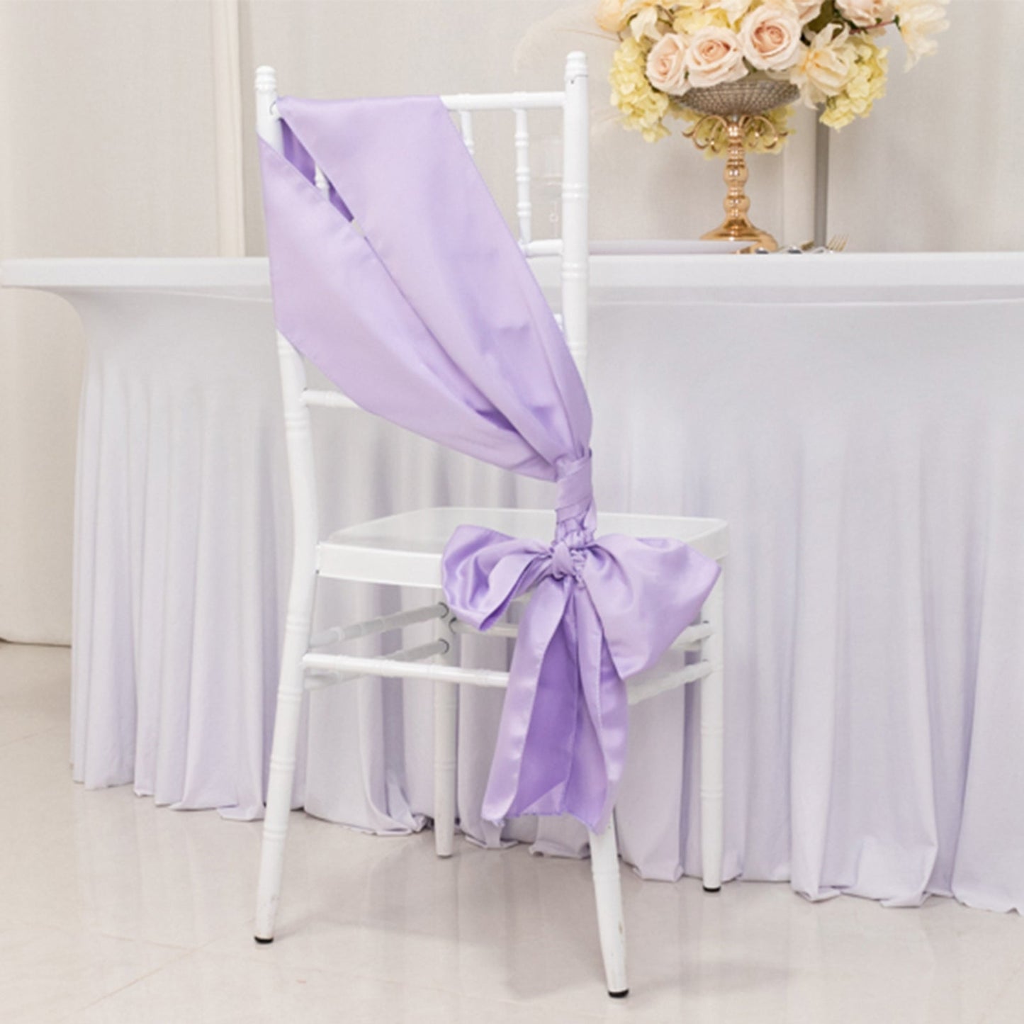 5 Pack Lamour Satin 6"x106" Chair Sashes Lavender Lilac - Stylish Reusable Decorative Bows