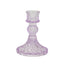 6-Pack Glass Taper Candlestick Holders Diamond Pattern Design Lavender Lilac - Reversible Crystal Pillar Votive Stands 4"