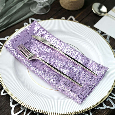 Sequin 20"x20" Napkin Lavender Lilac - Shimmering Dinner Napkin