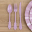 72 Pcs Plastic Silverware Set in Baroque Style Lavender Lilac - Heavy Duty Disposable Knife, Fork, and Spoon Set