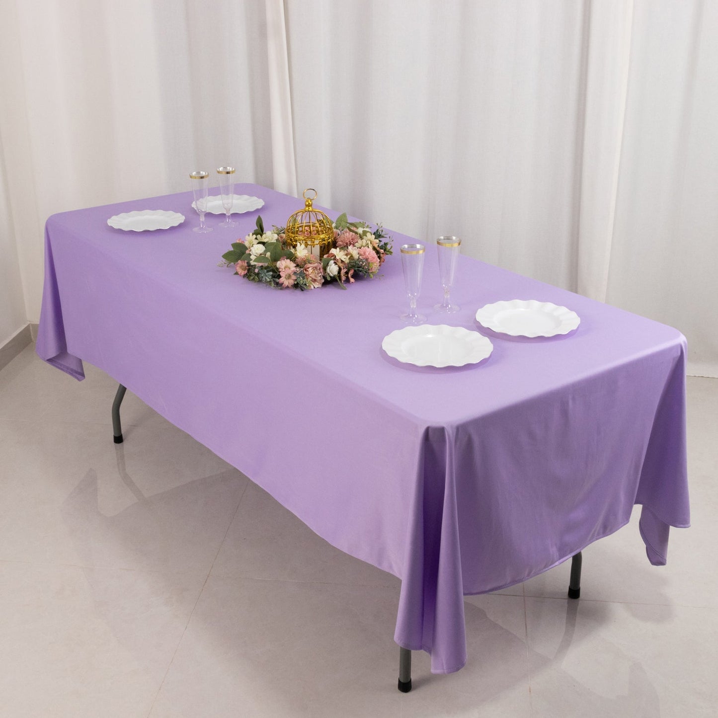 Scuba Rectangular 60"x102" Tablecloth Lavender Lilac - Wrinkle Free & Stain Resistant Table Cover