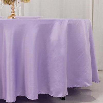 Lamour Satin 108" Round Tablecloth Lavender Lilac - Durable & Silk-Like Table Cover