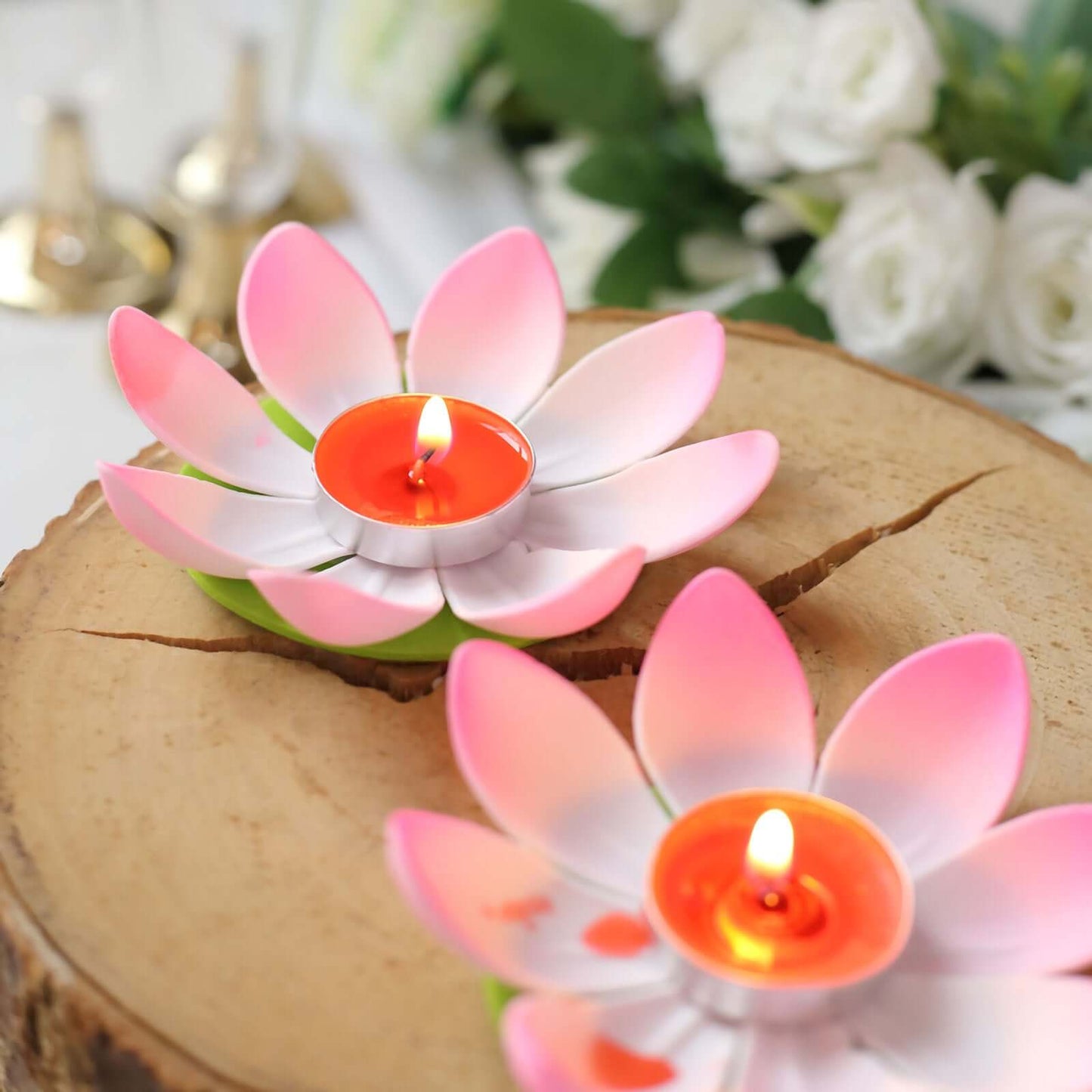 10-Pack Floating Candle Lights Water Lily Lotus Flower Design Colorful - Assorted Tealight Lanterns 5"
