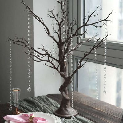Manzanita Tree Centerpiece Natural with 8 Acrylic Bead Chains - Easy Assembly Decorative Artificial Tree for Modern Weddings Parties & Event Displays 34"