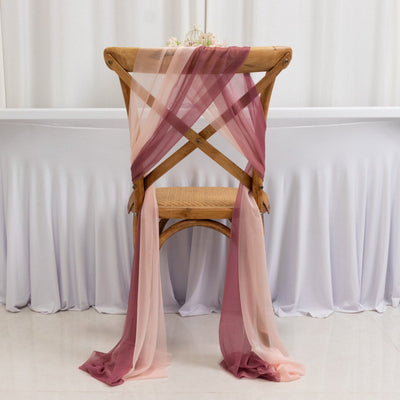 20-Pack Sheer Chair Drape Decor in Mauve and Blush â€“ 9ft Shimmer Sash, Wrinkle-Free