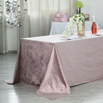 Premium Velvet 90"x156" Rectangle Tablecloth Mauve - Reusable Soft & Seamless Table Cover