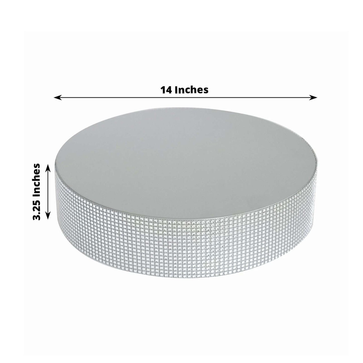 Metal Pedestal Cake Stand Round Design with Rhinestones Silver - Cupcake Holder and Dessert Table Centerpiece 14"