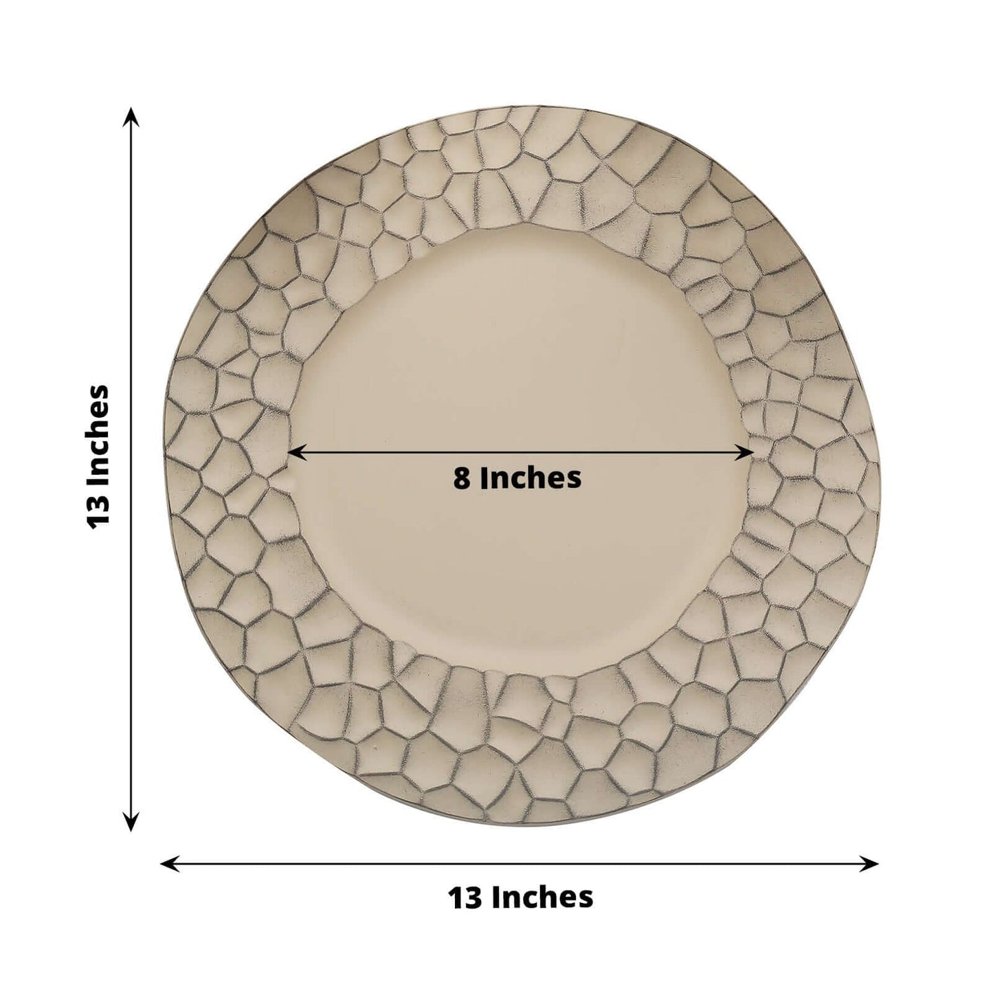 6-Pack Round Charger Plates 13" in Taupe with Hammered Rim, Matte Finish Modern Dinner Charger Tableware