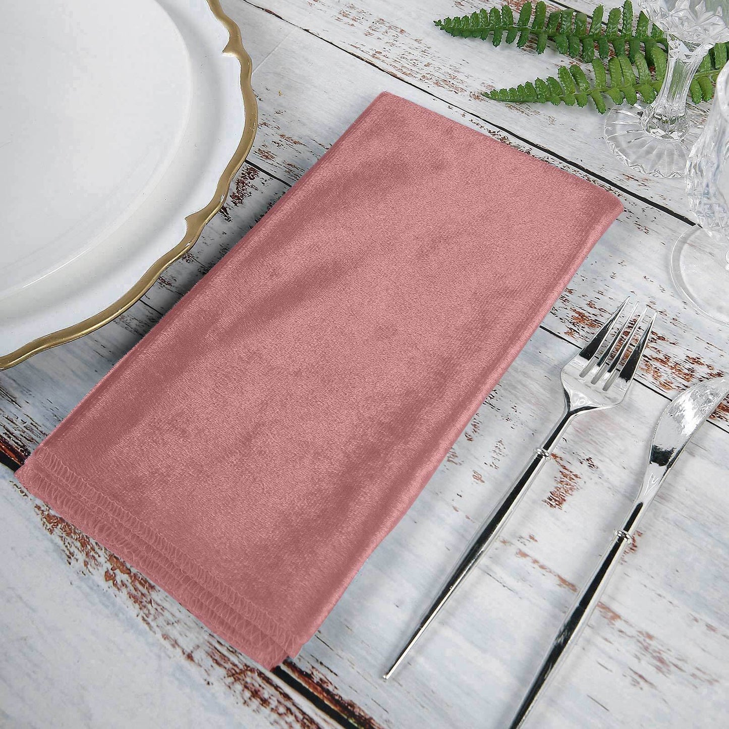 5 Pack Premium Velvet 20"x20" Napkins Dusty Rose - Soft Sheen Finish Cloth Napkins
