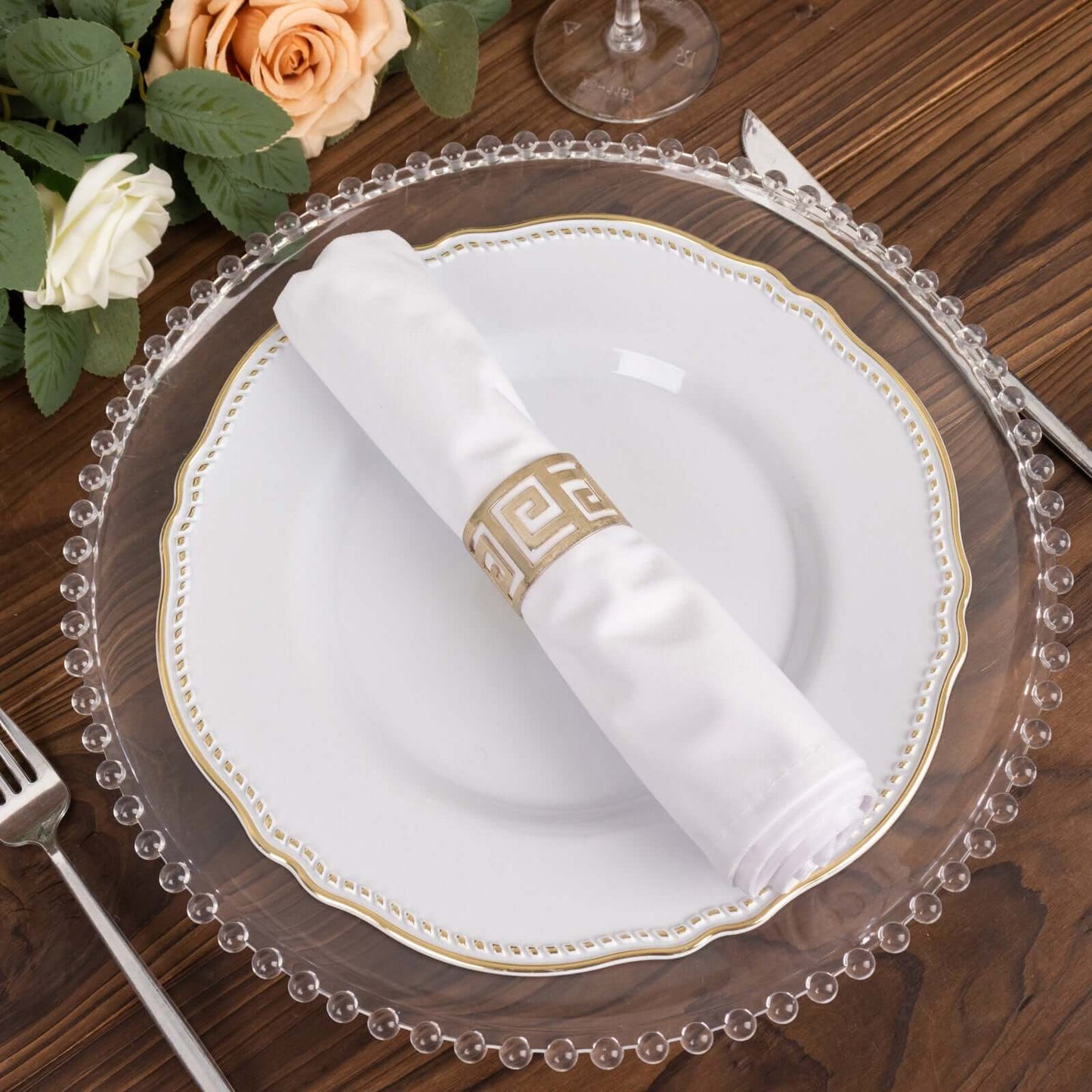 5 Pack Scuba 20"x20" Napkins White - Durable & Reusable Dinner Napkins for a Polished Tablescape