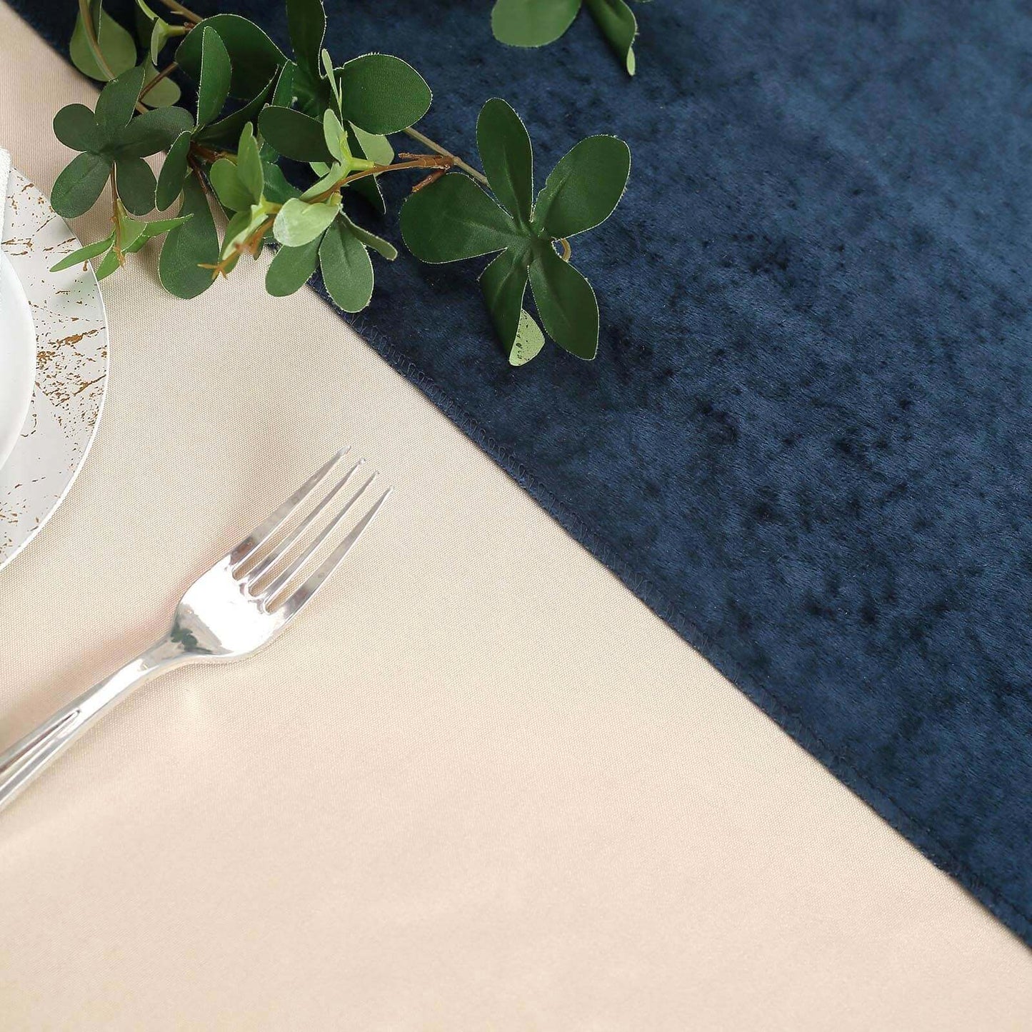 Premium Velvet 12"x108" Table Runner Navy Blue - Sheen Finish Reusable Table Decor