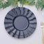 10-Pack Plastic 9" Round Dinner Plates in Navy Blue Ruffled Rim with Gold Edging - Sturdy Disposable Dinnerware