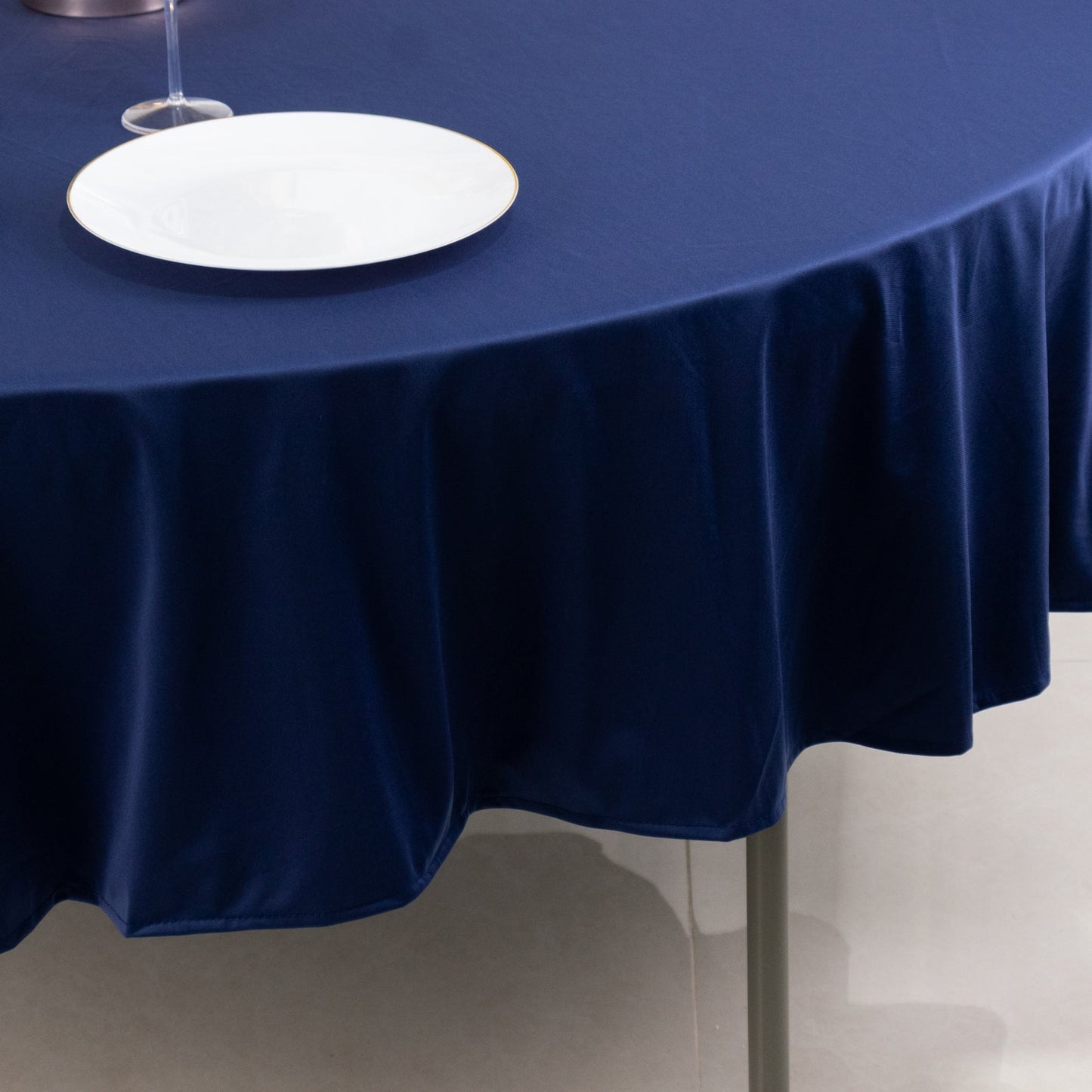 Scuba Round 90" Tablecloth Navy Blue - Wrinkle Free & Stain Resistant Table Cover