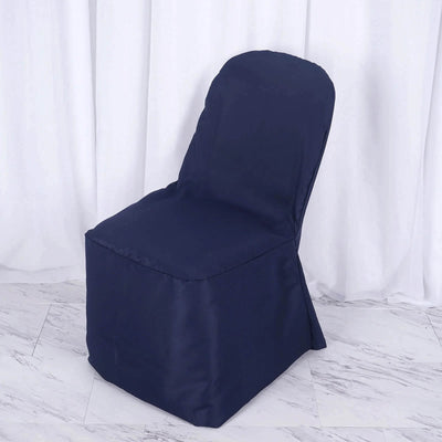 10 Pack Polyester Chair Cover for Banquet Chairs Navy Blue - Stain-Resistant Reusable Slip-On Slipcover