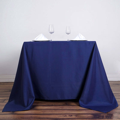 Polyester Square 90"x90" Tablecloth Navy Blue - Wrinkle-Resistant & Durable Table Cover