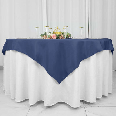Premium Polyester 54"x54" Table Overlay Square Tablecloth Navy Blue - Stain and Wrinkle-Resistant 220GSM Table Topper