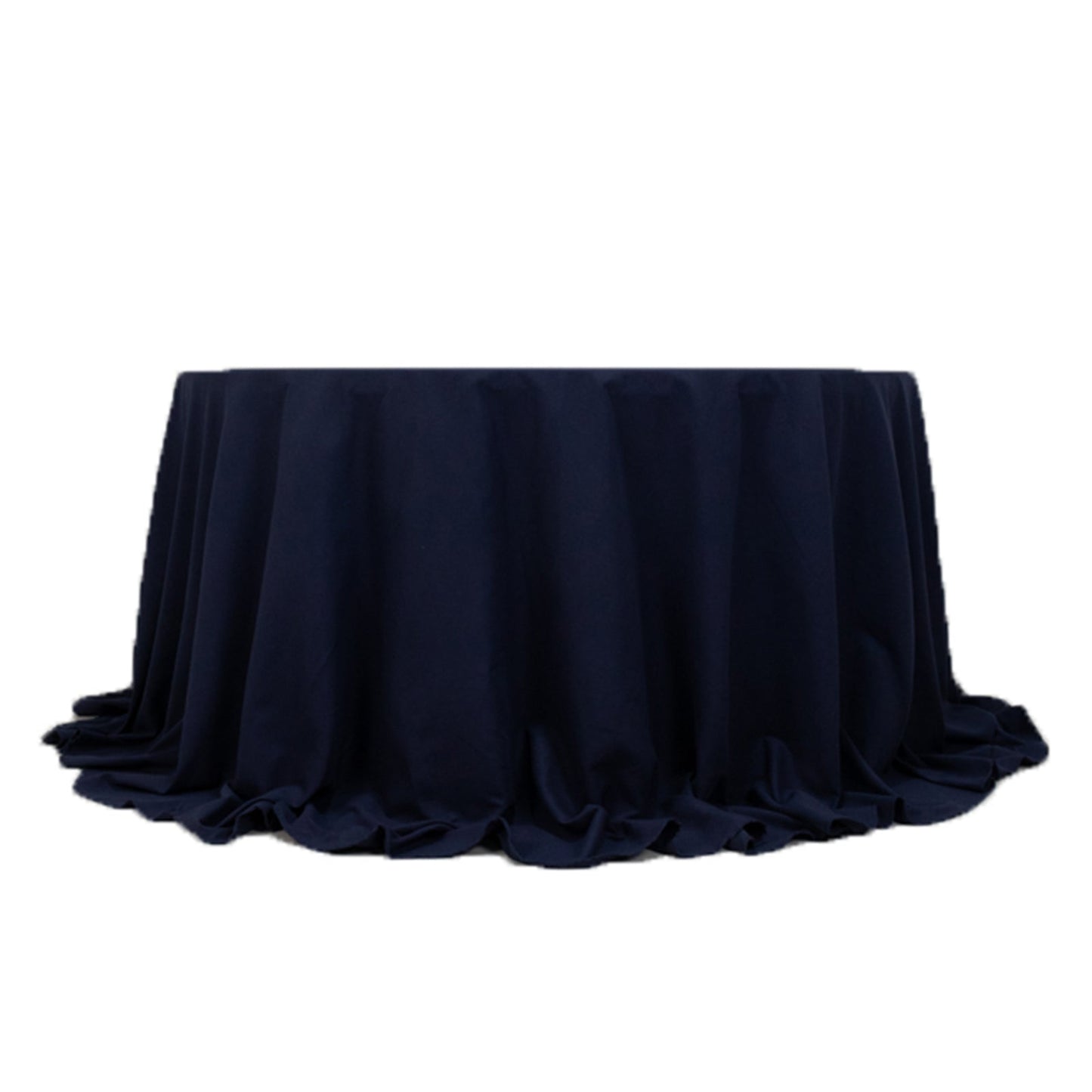 Cotton Blend 132" Round Tablecloth Navy Blue - Seamless Wrinkle-Resistant Table Cover