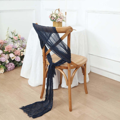 5 Pack Cheesecloth Gauze 16"x88" Chair Sashes Navy Blue - Boho Chair Decorations