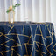 Polyester 120" Round Tablecloth Navy Blue with Gold Foil Geometric Pattern Wrinkle-Resistant Seamless Table Cover