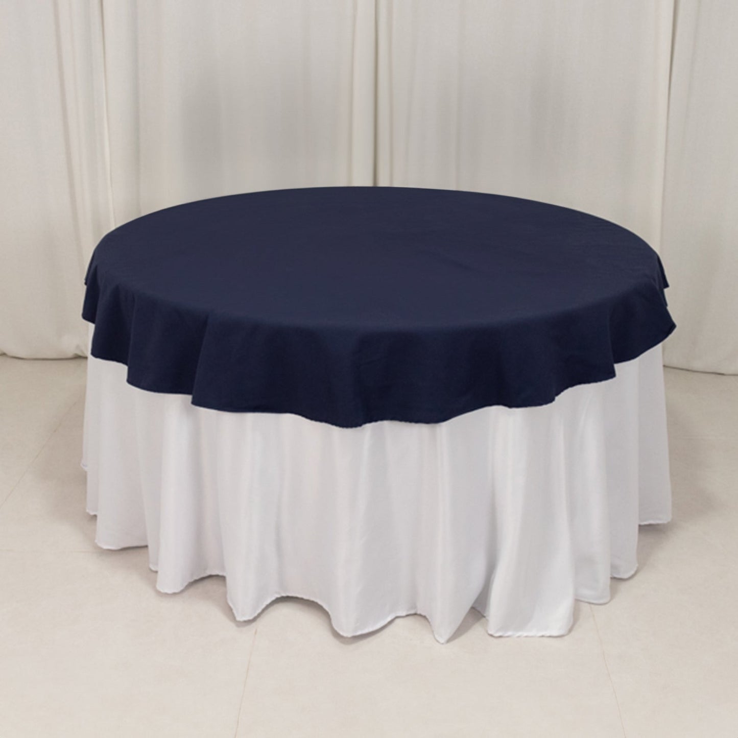 Cotton Blend 70" Round Tablecloth Navy Blue - Wrinkle-Resistant Table Cover