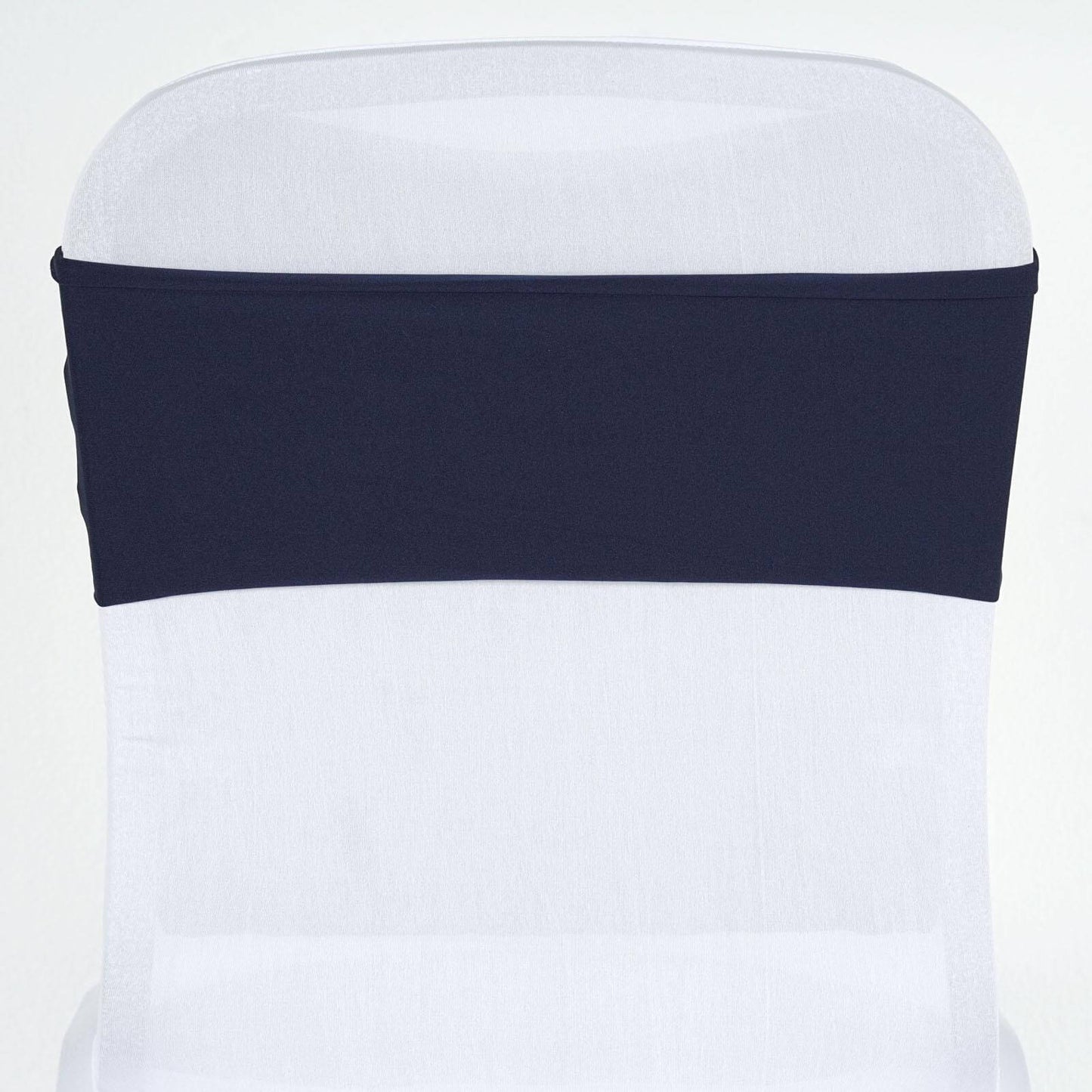 5 Pack Stretch Spandex Chair Sashes Navy Blue - Fitted Finish Two Ply Heavy Duty Chair Bands 5"x12"