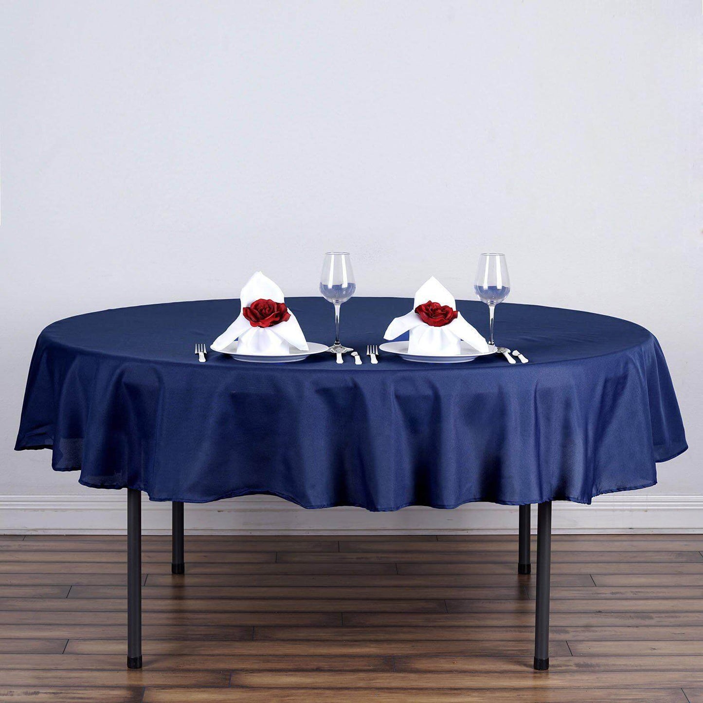 Polyester 70" Round Tablecloth Navy Blue - Durable & Wrinkle-Resistant Table Cover