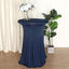 Spandex 30" Round Cocktail Table Cover Skirt Navy Blue With Natural Wavy Drapes