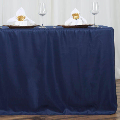 Fitted Polyester 72"x30" Rectangle Tablecloth Navy Blue - Durable Table Cover