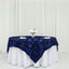 Satin 72"x72" Table Overlay Square Tablecloth Navy Blue - 3D Rosette Table Cover