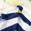 5 Pack Satin 20"x20" Napkins Navy Blue/White - Striped Reusable Dinner Napkins
