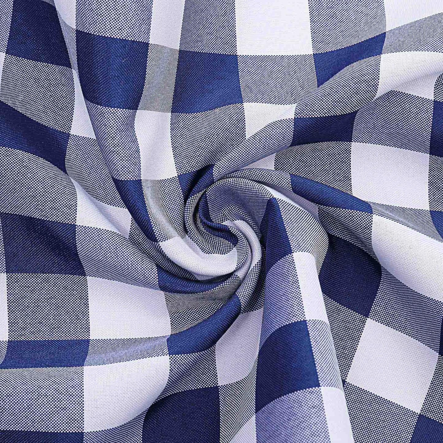 Polyester 60"x126" Rectangle Tablecloth White/Navy Blue - Buffalo Plaid Checkered Table Cover
