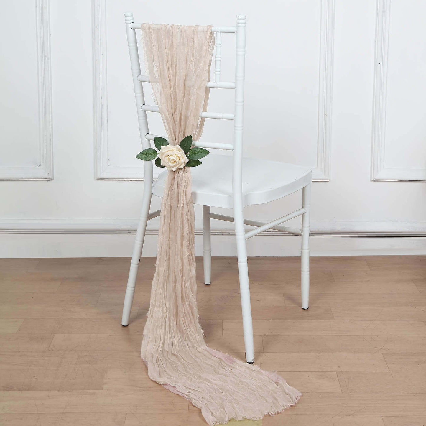 5 Pack Cheesecloth Gauze 16"x88" Chair Sashes Nude Beige - Boho Chair Decorations