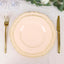 10-Pack Plastic Dinner Plates in Nude with Gold Scalloped Rim - Disposable Party Plates 9"