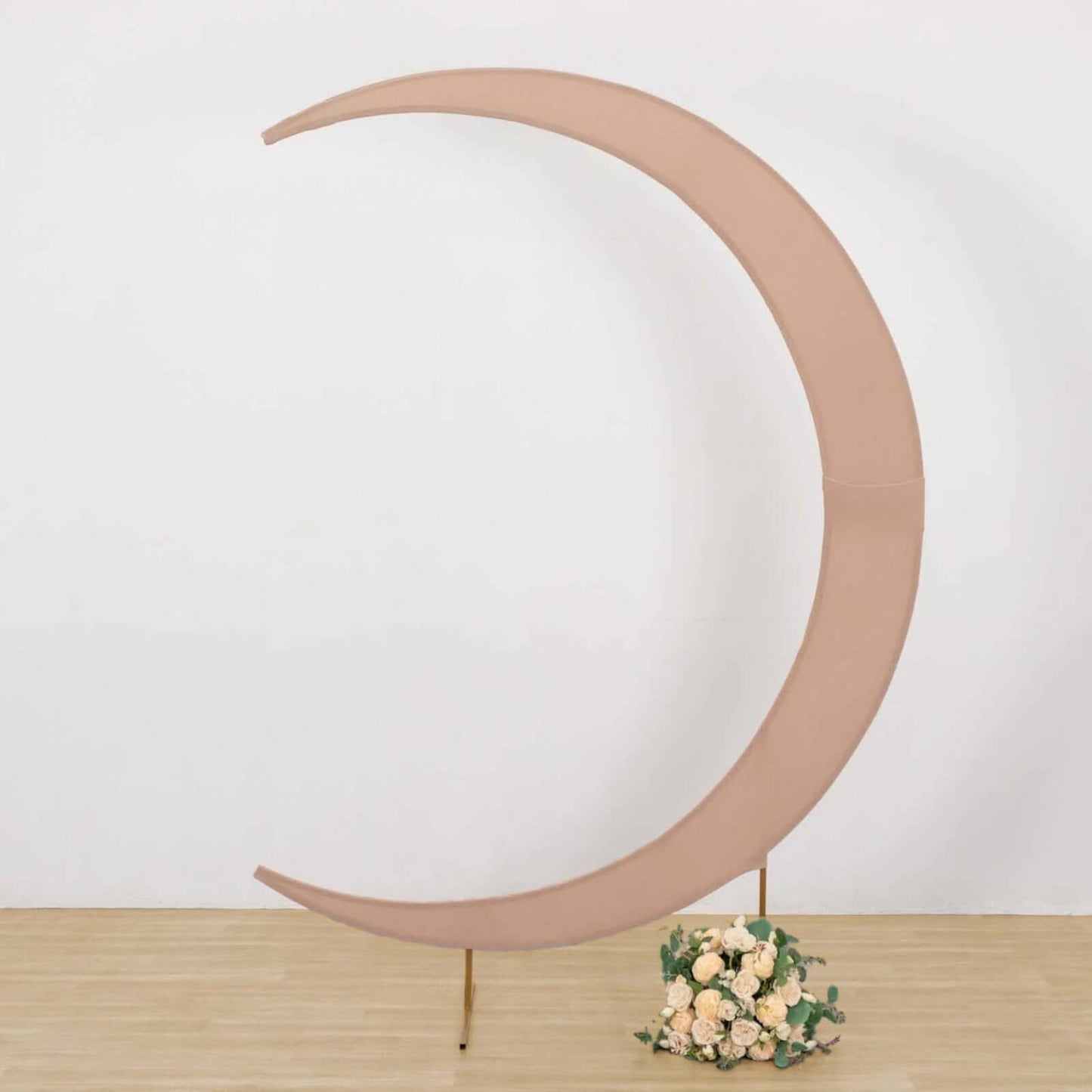 7.5ft Nude Spandex Crescent Moon Wedding Arch Cover, Custom Fitted Chiara Backdrop Stand Cover