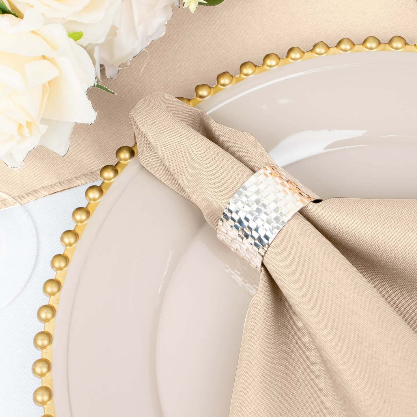 5 Pack Polyester 20"x20" Napkins Nude - Wrinkle Resistant & Easy Care Cloth Napkins