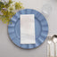 10-Pack Plastic 11" Round Dinner Plates in Ocean Blue Ruffled Rim with Gold Edging - Sturdy Disposable Dinnerware