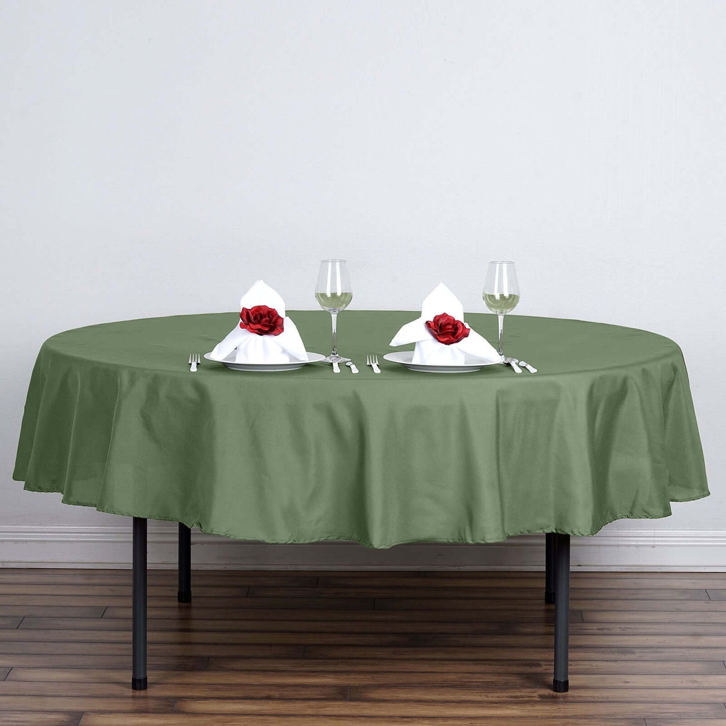 Polyester 90" Round Tablecloth Olive Green - Stain & Wrinkle-Resistant Table Cover