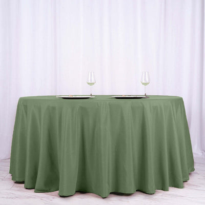Polyester 120" Round Tablecloth Olive Green - Seamless Wrinkle-Resistant Table Cover