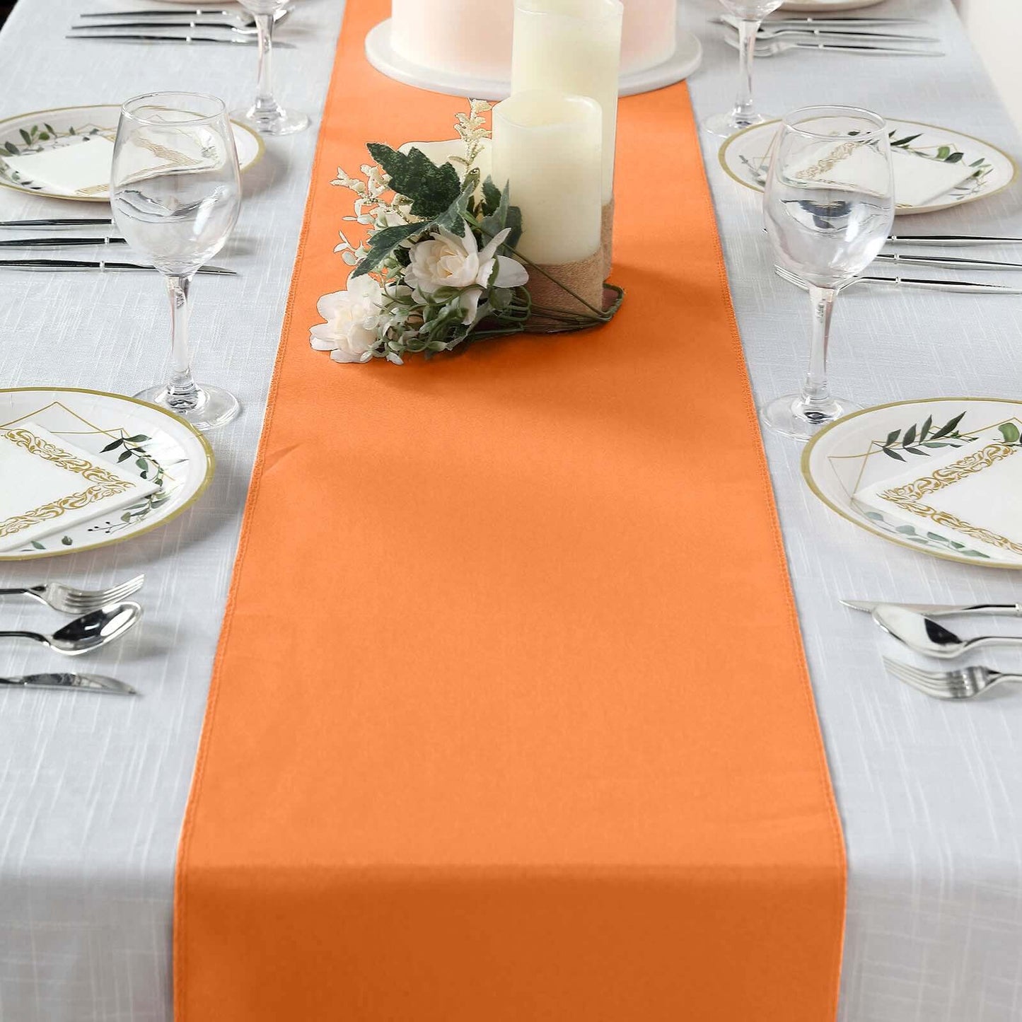Polyester 12"x108" Table Runner Orange - Durable & Wrinkle-Resistant Table Decor