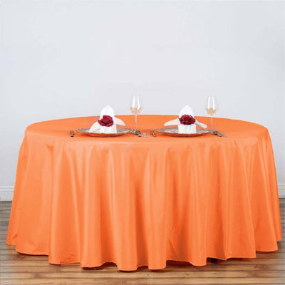 Polyester 120" Round Tablecloth Orange - Seamless Wrinkle-Resistant Table Cover