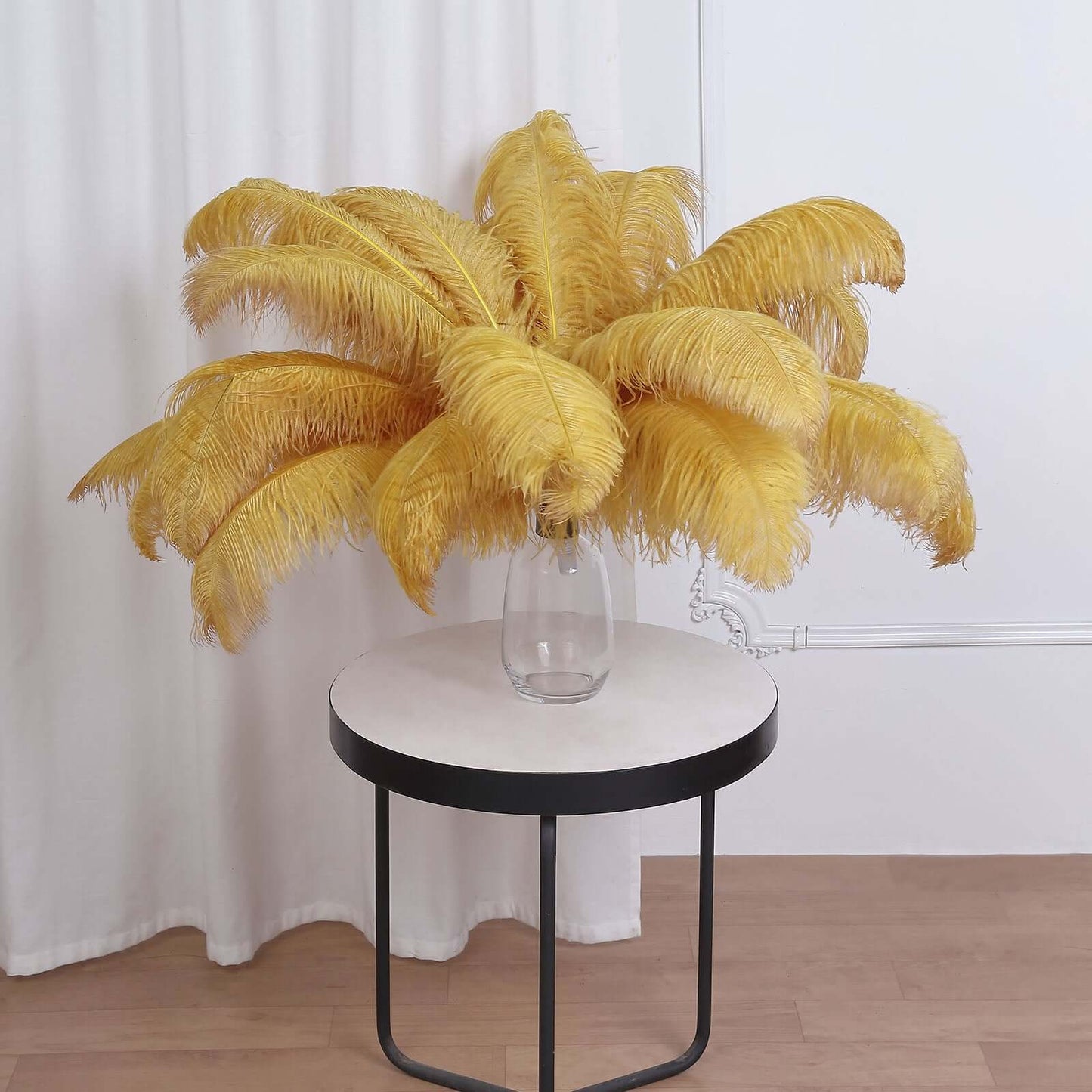12 Pack Gold Natural Plume Ostrich Feathers Centerpiece Filler - 24"-26"