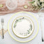 24-Pack Paper 9" Round Dinner Plates in White with Eucalyptus Leaves & Gold Rim - Disposable 300GSM Party Plates for Modern & Nature-Inspired Events