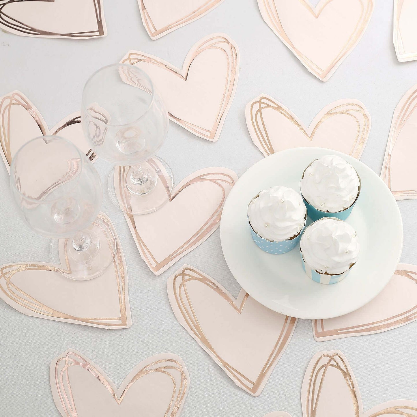 20-Pack Paper Cocktail Napkins with Heart Shape Rose Gold - Stylish Disposable Napkins for Events