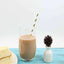 25-Pack Paper Straws White/Gold Striped - Stylish Disposable Straws for Drinks 8"