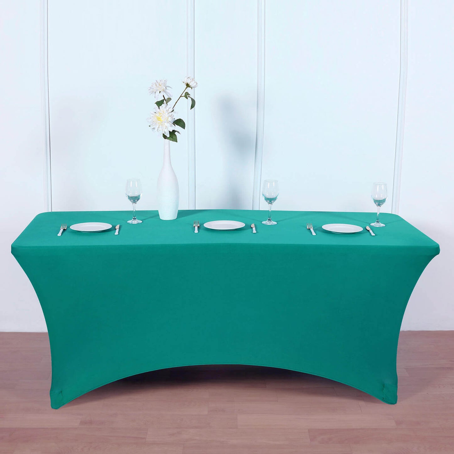 Stretch Spandex 6ft Rectangle Tablecloth Peacock Teal - Durable Form-Fitting Table Cover