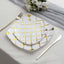 10-Pack Plastic 10" Square Dinner Plates in White with Gold Diamond Lattice Pattern - Disposable Party Plates for Weddings, Banquets & Special Events