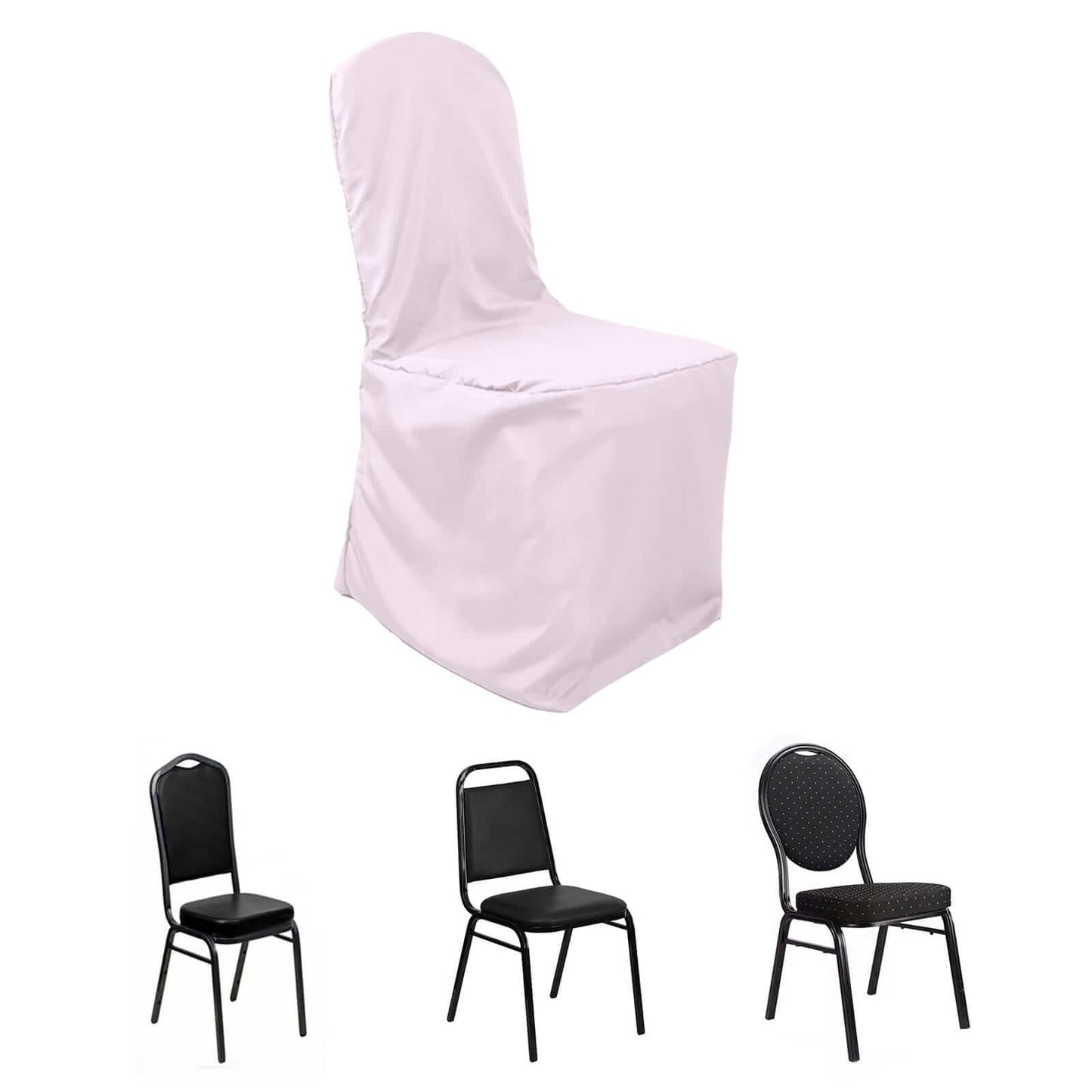 Polyester Slip On Banquet Chair Covers Blush - Stain-Resistant Reusable Durable Fabric