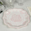 25-Pack Paper Dinner Plates in White Pink Damask Floral Pattern & Scallop Rim - Stylish Disposable 300GSM Floral Party Plates 10"