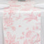 Polyester Table Runner 12"x108" White with Pink French Toile Floral Print Reusable Table DÃ©cor