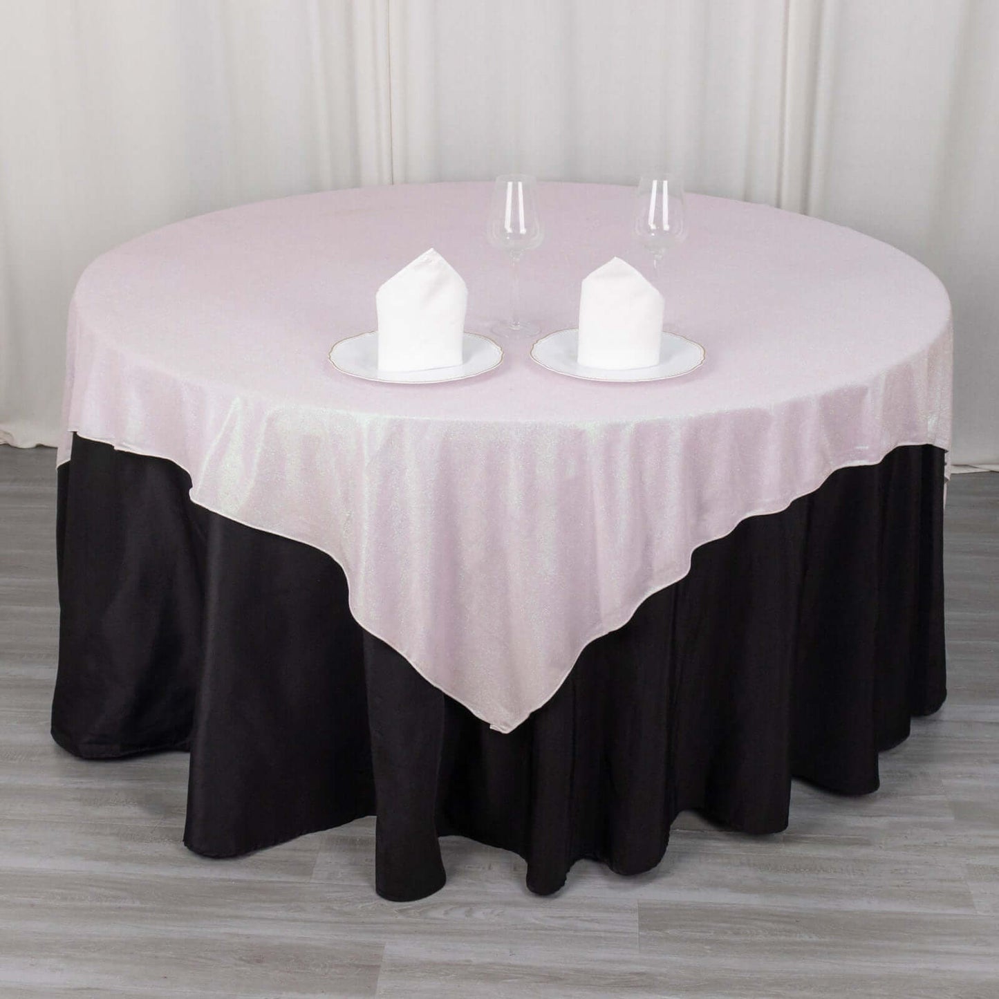 Polyester 72"x72" Table Overlay Square Tablecloth Iridescent - Glitter Sparkle Table Topper